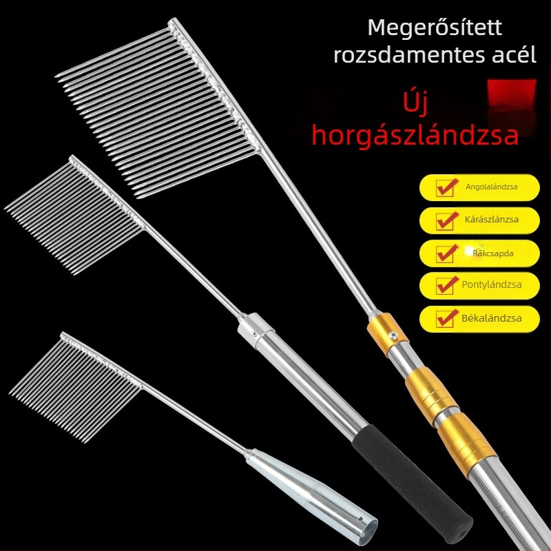 Rozsdamentes acélból készült többágú halászvilla fésűs fejjel