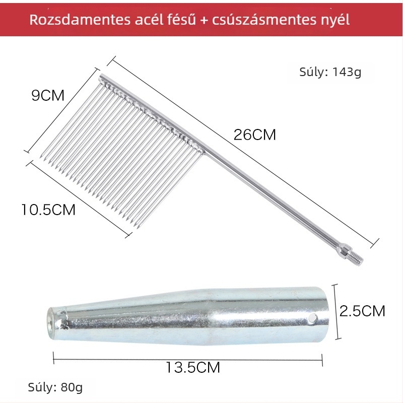 Rozsdamentes acélból készült többágú halászvilla fésűs fejjel