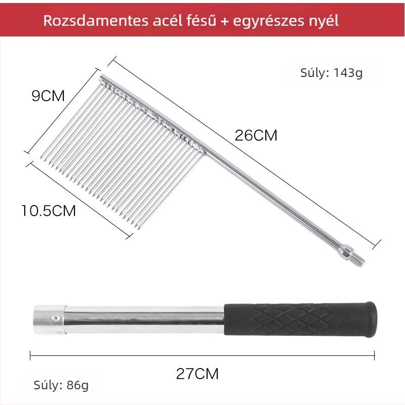 Rozsdamentes acélból készült többágú halászvilla fésűs fejjel