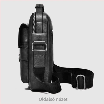 Férfi PU bőr vállon átvetős táska, crossbody, üzleti-casual, függőleges kivitel