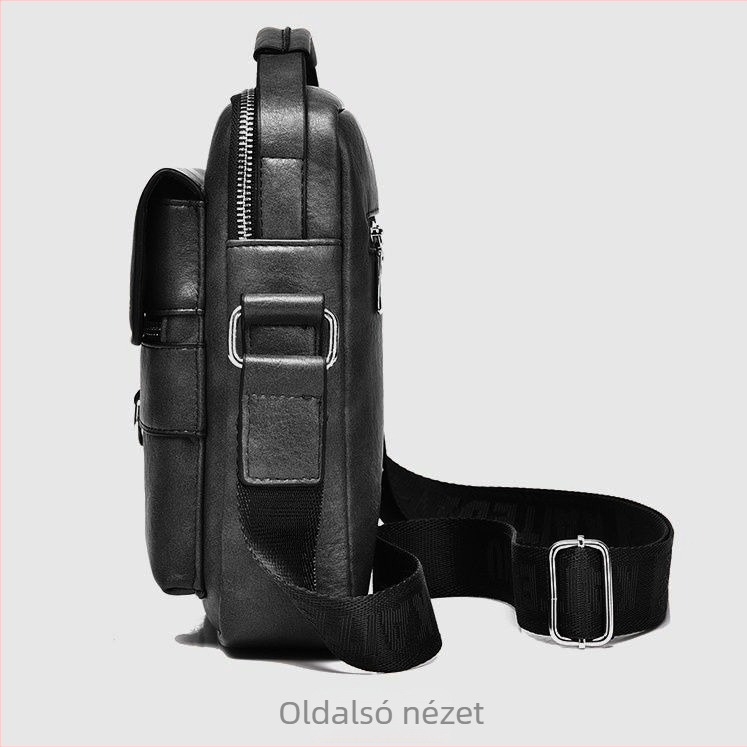 Férfi PU bőr vállon átvetős táska, crossbody, üzleti-casual, függőleges kivitel