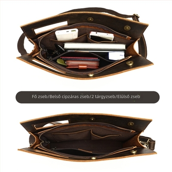Férfi vintage envelope clutch Crazy Horse bőrből, felsőréteg marhabőr, keresztpántos üzleti táska