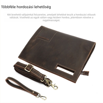 Férfi vintage envelope clutch Crazy Horse bőrből, felsőréteg marhabőr, keresztpántos üzleti táska