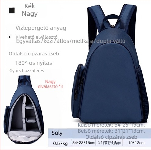 DSLR fényképezőgép táska hátizsák, dupla vállpánttal, professzionális, nagy kapacitású