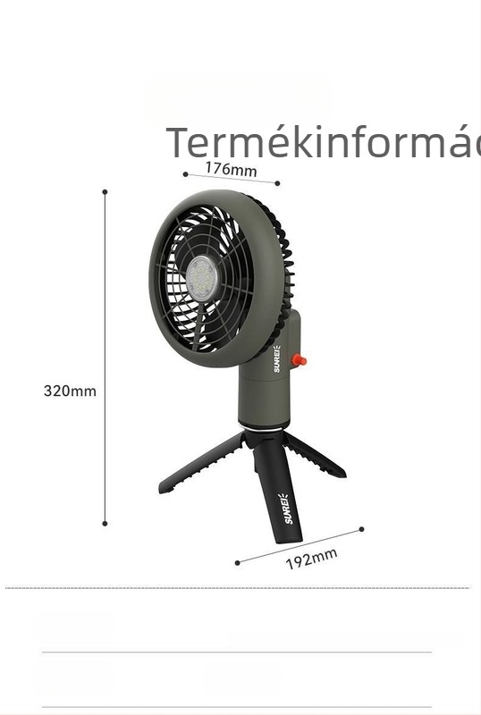 Shanlishi gimbalos fejű ventilátor, csendes, hosszú üzemidő, újratölthető, forgó fej, állítható fordulatszám-szintek, kempingezéshez, mini ventilátor lámpával