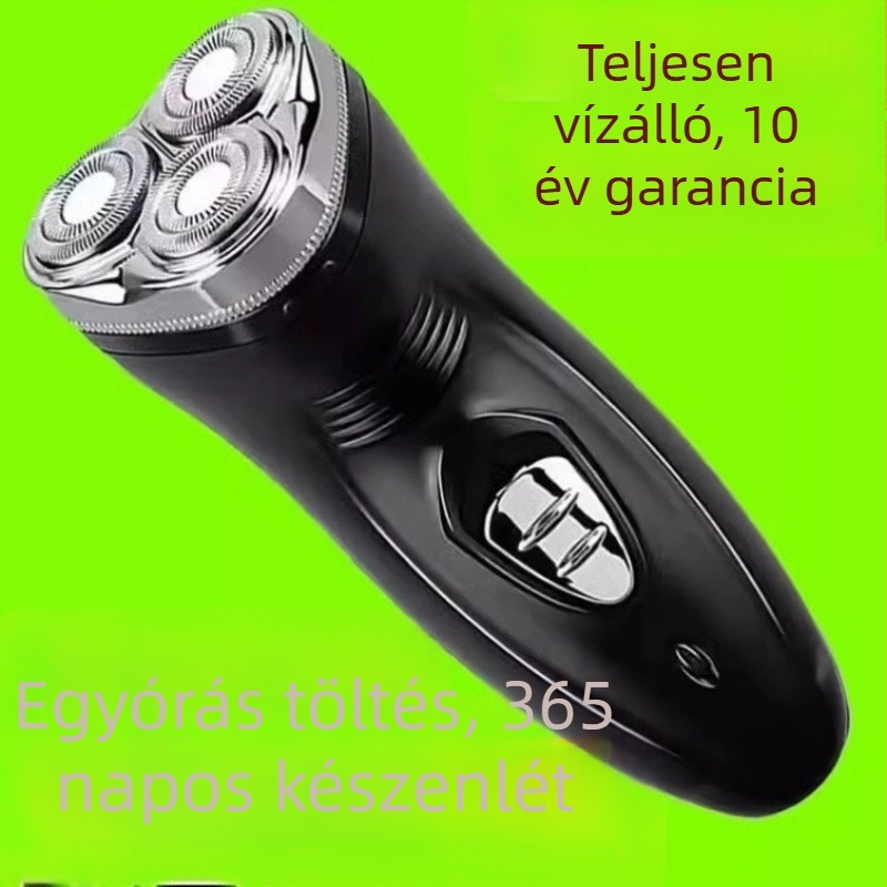 Erős 6D elektromos borotva teljesen vízálló, újratölthető, háromfejű, multifunkcionális szakállvágó