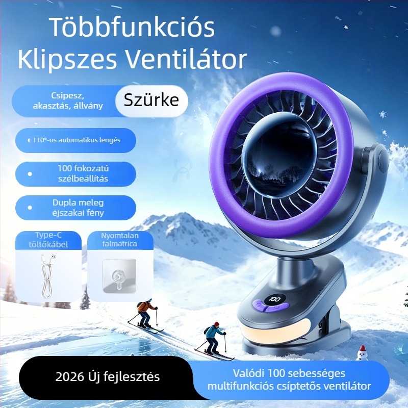 2026-os új modell félvezető jéghűtéses asztali ventilátor clip-es rögzítésű, oszcilláló fej