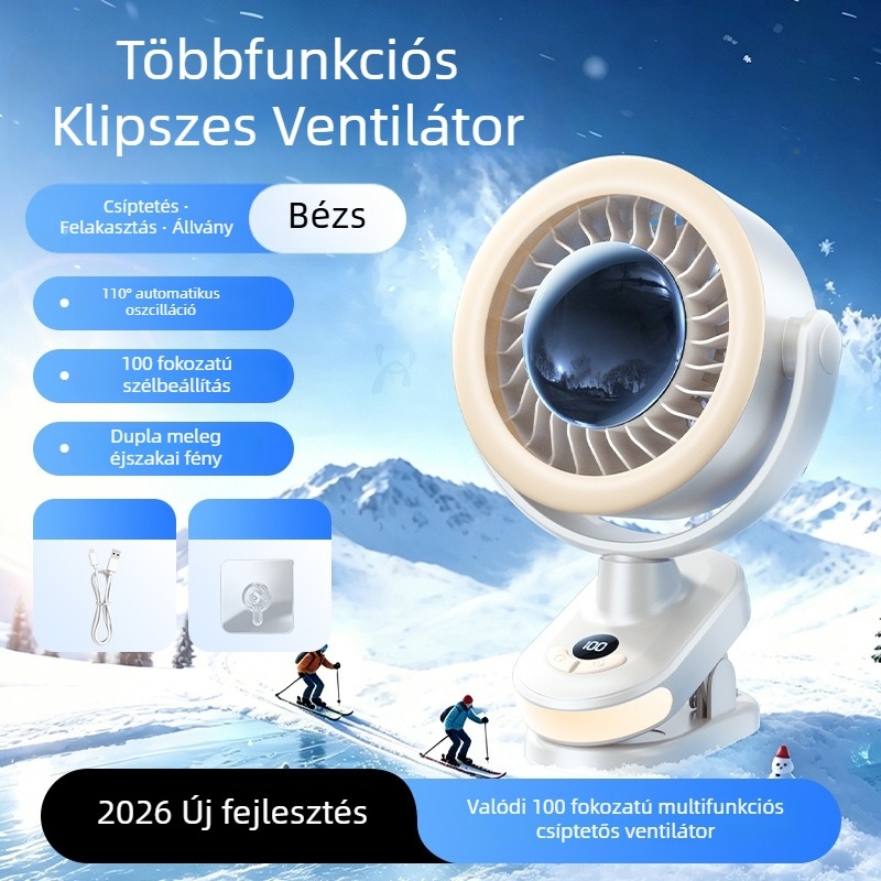 2026-os új modell félvezető jéghűtéses asztali ventilátor clip-es rögzítésű, oszcilláló fej
