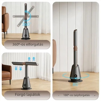 Lapát nélküli elektromos ventilátor háztartási használatra, rendkívül csendes, 360°-os forgású álló ventilátor