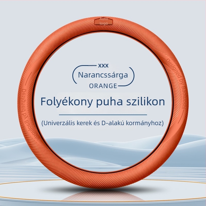 Élelmiszer-minőségű folyékony szilikonból készült autó kormánykerék burkolat, ultra vékony, csúszásmentes, por- és izzadságálló, minden évszakra, egyszínű