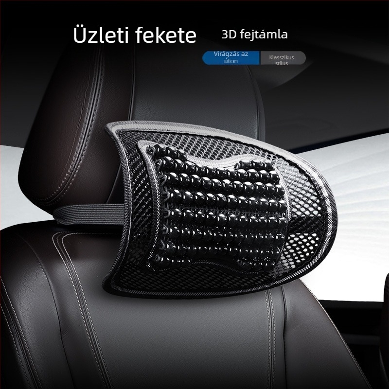 Nyáron át szellőző autós fej-támasz párna, vastag hálószerű fa gyöngyökkel, kettős használat: irodai deréktámasz és nyakpárna