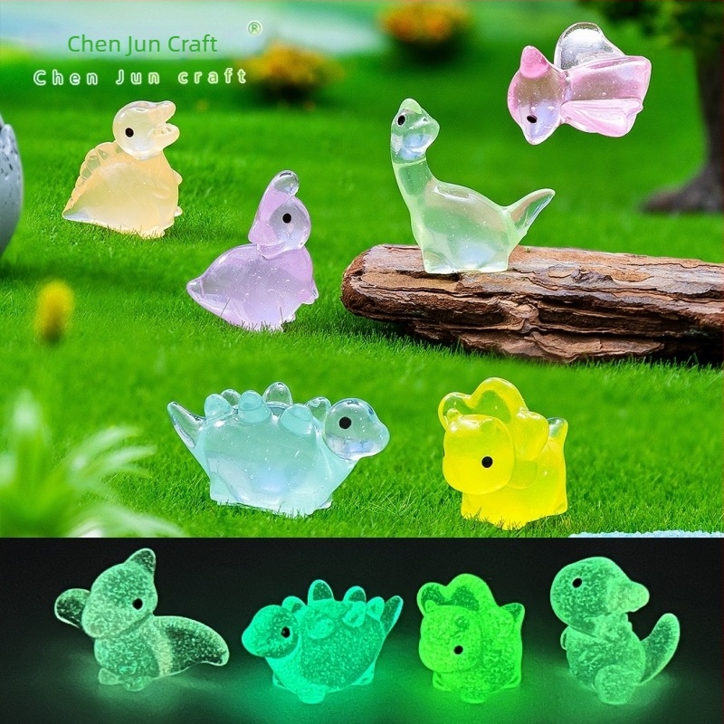 Sötétben világító dinoszaurusz figurák DIY miniatúrákhoz – T-Rex és Stegosaurus, gyanta figurák