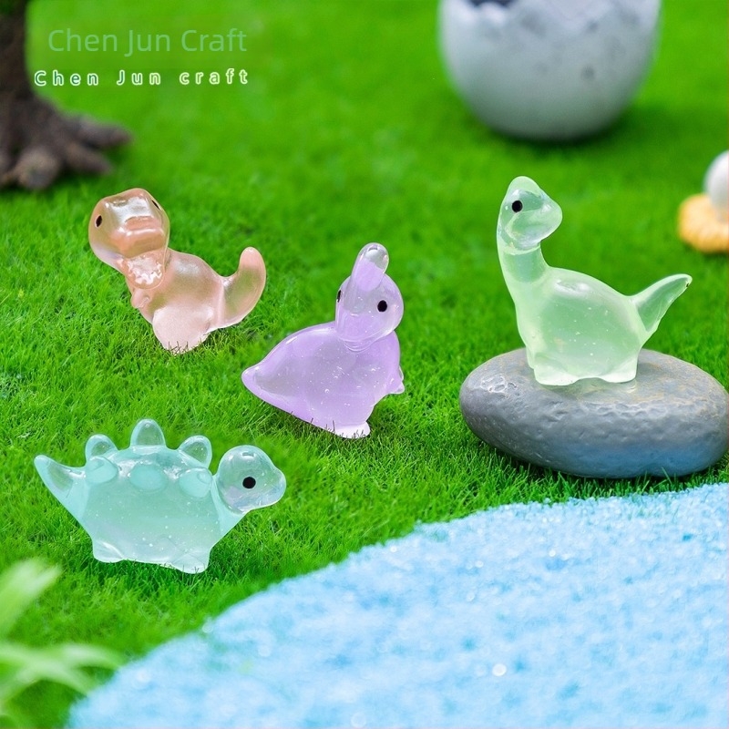 Sötétben világító dinoszaurusz figurák DIY miniatúrákhoz – T-Rex és Stegosaurus, gyanta figurák