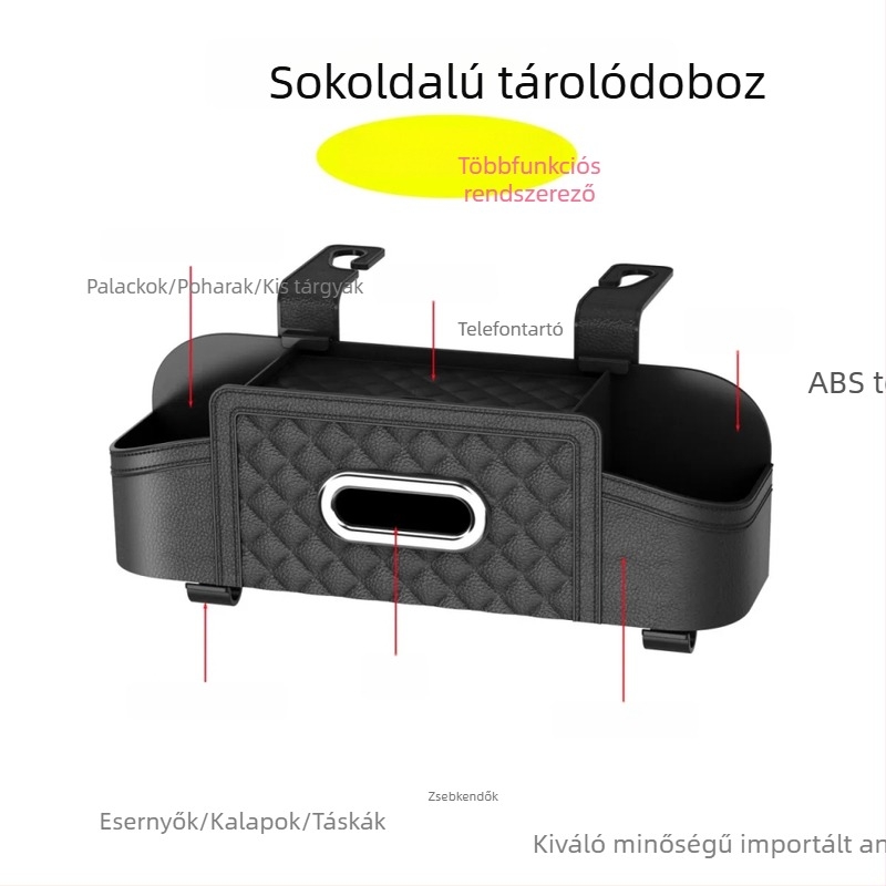 ABS autóülés hátsó tároló doboz – tartós, multifunkcionális, zsebkendő tartó, akasztós kialakítás