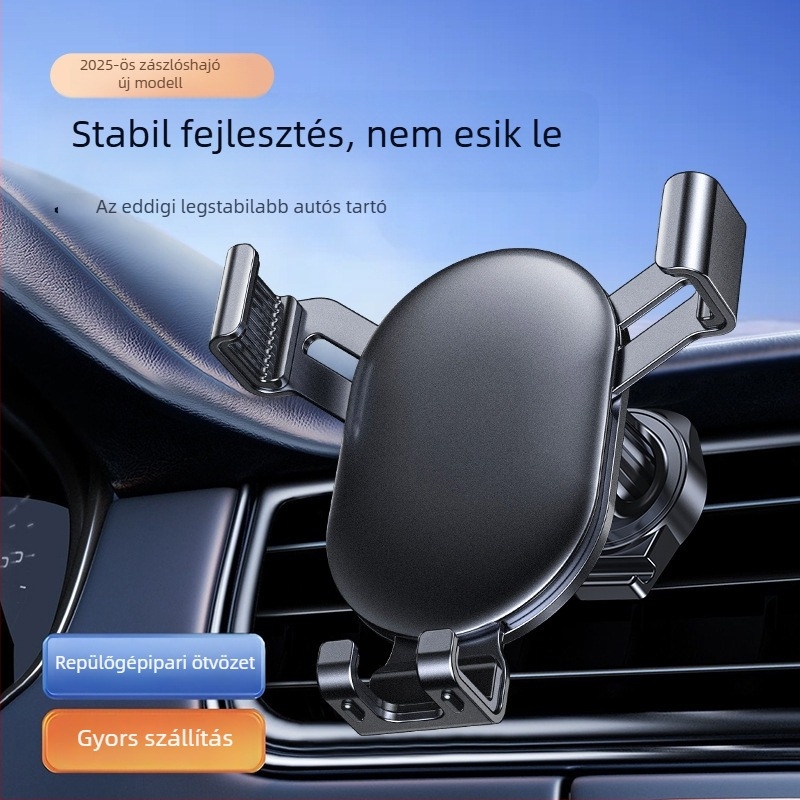 Autó légkivezetőhöz készült telefon-tartó gravitációs támasztékkal – univerzális GPS navigációs tartó (ABS + fém)