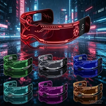 Többszínű LED világító szemüveg – cyberpunk stílusú, bulik és koncertek kelléke