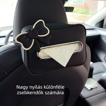 Bőr autó szalvétatartó doboz a hátsó üléshez, hátsó részre rögzített tárolózseb, prémium belső dekoráció