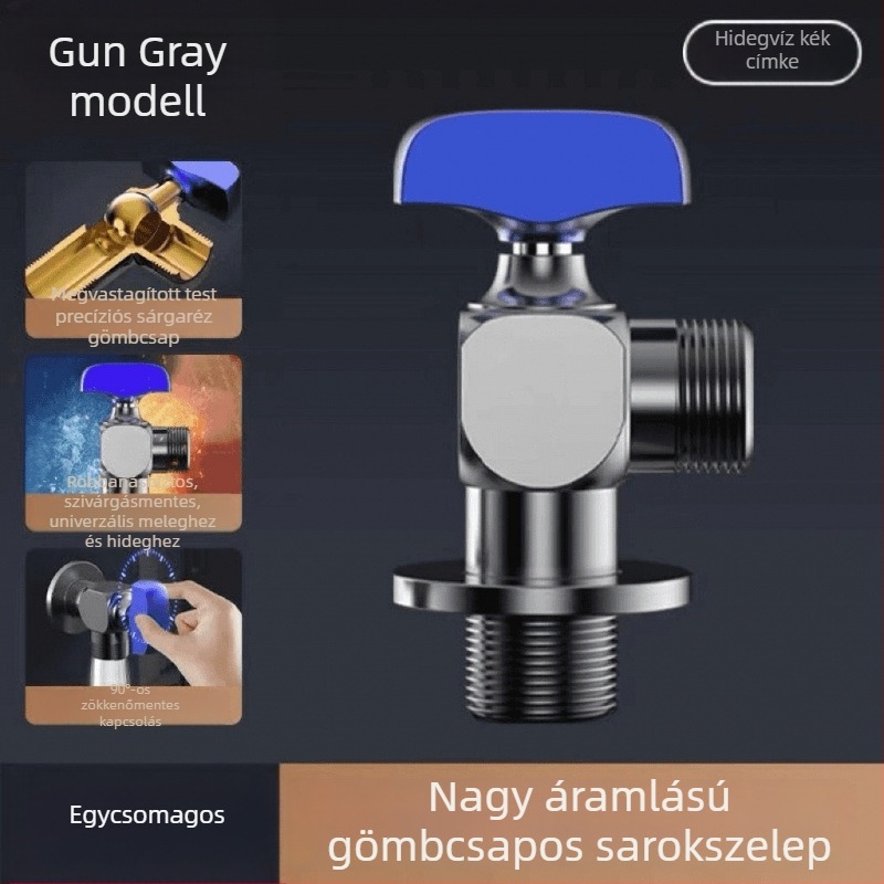 Magas áramlású sarokcsap, teljesen nyitott gömbmaggal, vízmelegítőhöz, meleg és hideg víz csaptele otthoni használatra