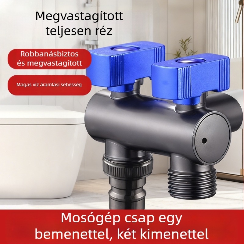 Vastagított rozsdamentes acél, 1 bemenet 2 kimenetű szögletes szelep, nagy áramlású golyóscsap, független kapcsoló, dupla fogantyú, dupla vezérlés, kompakt helytakarékos kialakítás