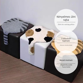 Rajzolt macska ülőpárna, plüss bársony anyag, csúszásmentes, minimalist dizájn a nappaliba és a hálószobába