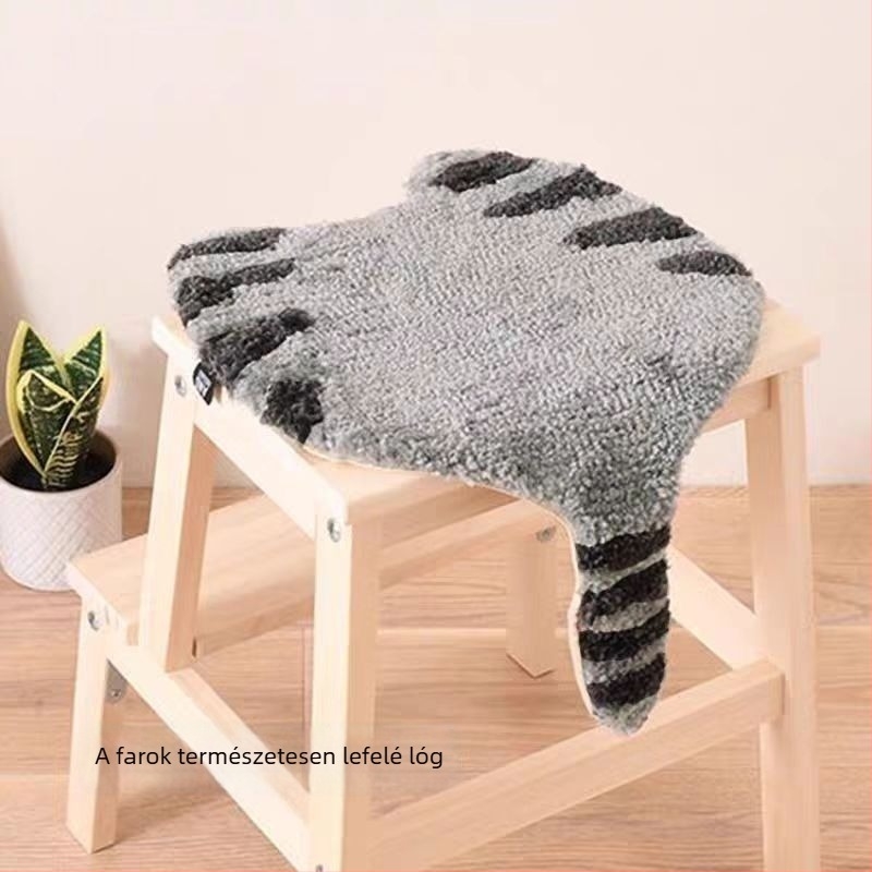 Rajzolt macska ülőpárna, plüss bársony anyag, csúszásmentes, minimalist dizájn a nappaliba és a hálószobába