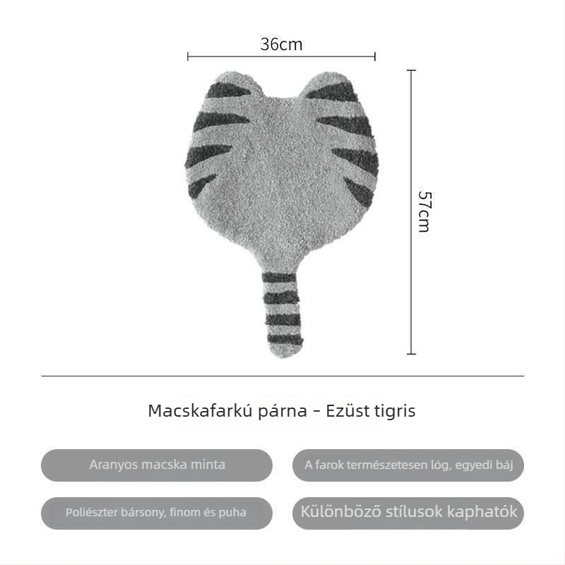 Rajzolt macska ülőpárna, plüss bársony anyag, csúszásmentes, minimalist dizájn a nappaliba és a hálószobába