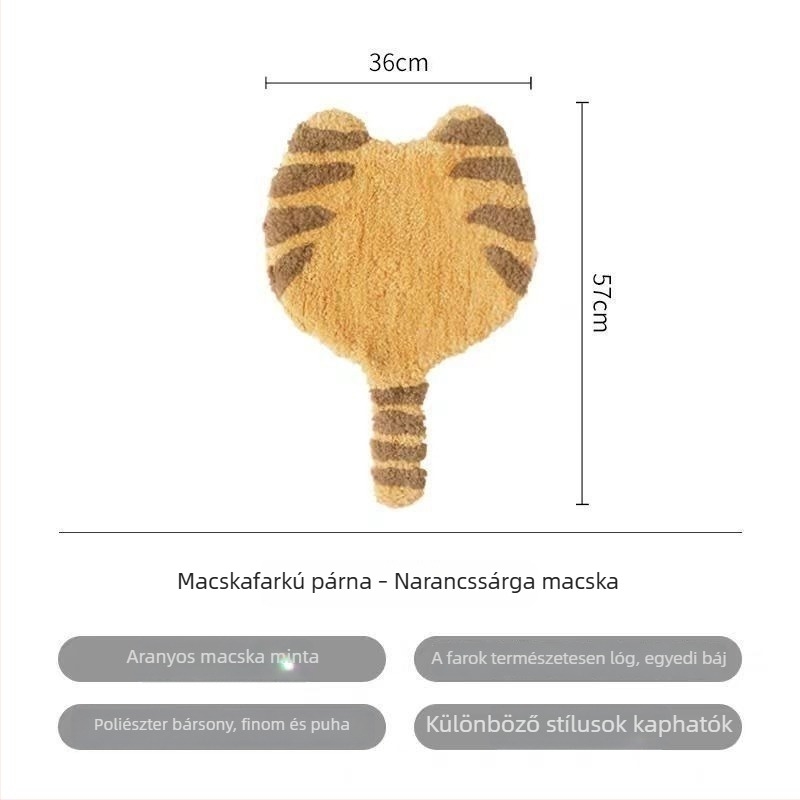 Rajzolt macska ülőpárna, plüss bársony anyag, csúszásmentes, minimalist dizájn a nappaliba és a hálószobába