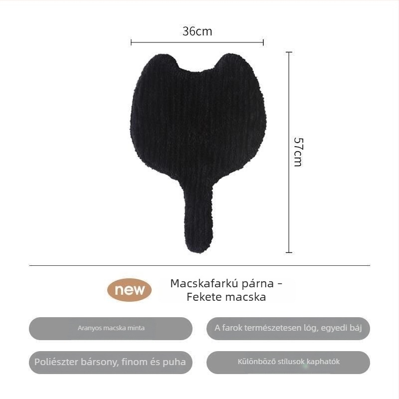 Rajzolt macska ülőpárna, plüss bársony anyag, csúszásmentes, minimalist dizájn a nappaliba és a hálószobába