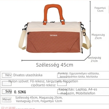 Koreai stílusú utazótáska, divatos casual design, nagy kapacitás sport- és fitnessfelszereléshez, hordozható kézitáska