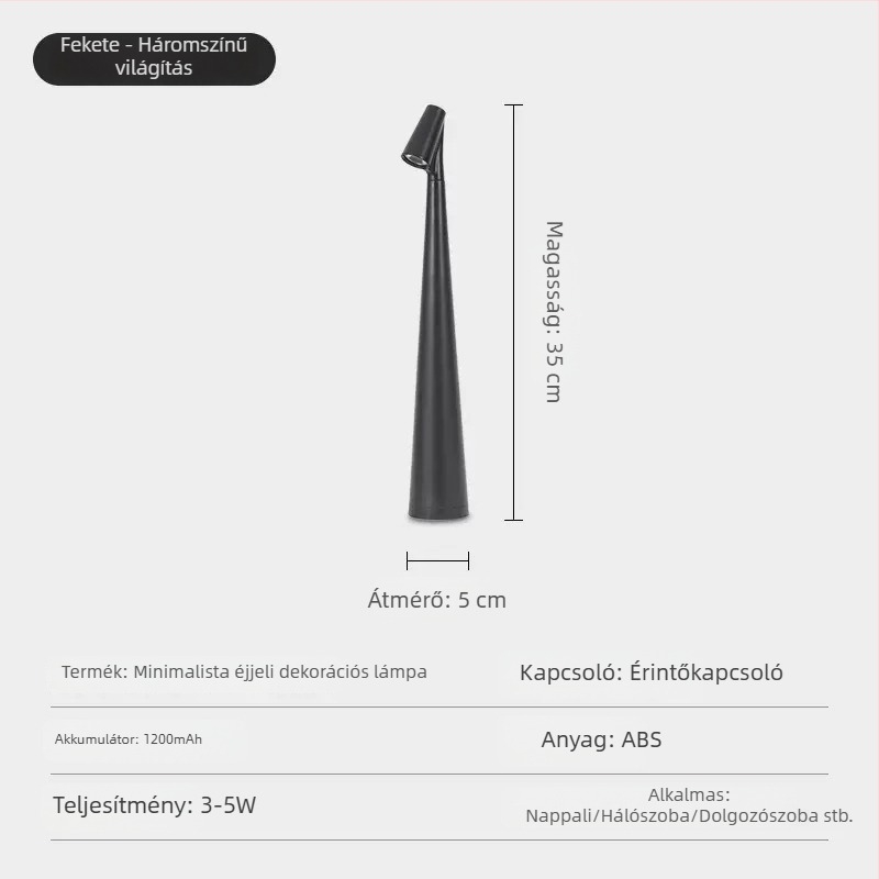 Feltölthető éjjeli lámpa geometriai 3D dizájnnal, dekoratív hangulatvilágítás, asztali lámpa érintéses szabályozással