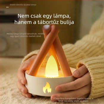LED szimulált tábortüzes éjjeli lámpa fehér zajos éjszakai világítással – modern dekoráció