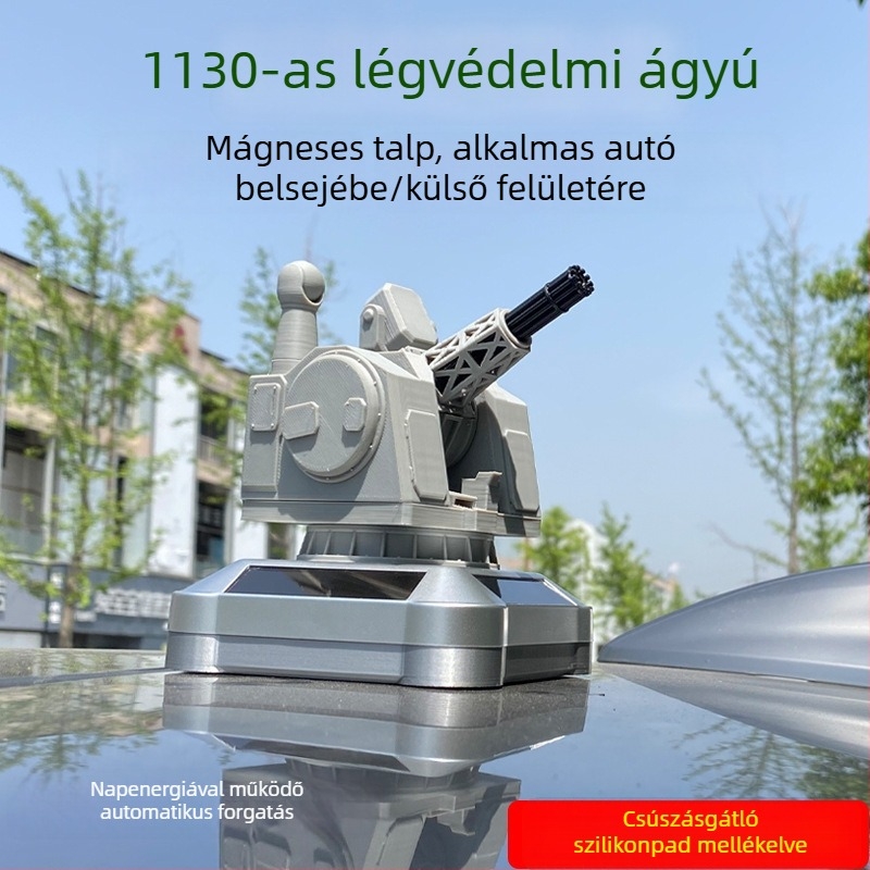 Napelemes autó dísz 1130-as légvédelmi löveg, a tetőre és a belső térre, esőálló modell katonai stílussal