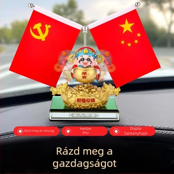 Új vagyon istene fejét ringató autós dísz központi konzolhoz és irodai asztali dekorációhoz