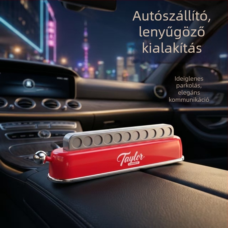 Autóhoz készült ideiglenes parkolási számtábla – telefonos elérhetőség, retro parkolási jel, kreatív dekoráció