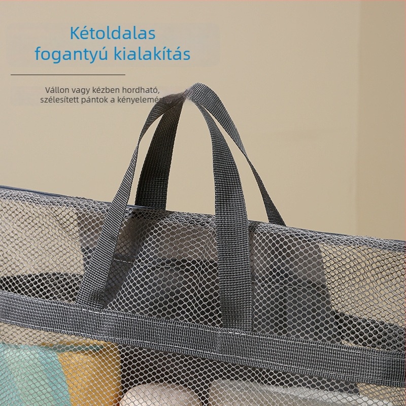 Hálós utazótáska strandhoz, nagy kapacitású, uniszex, hálós zsebbel, összecsukható úszótáska