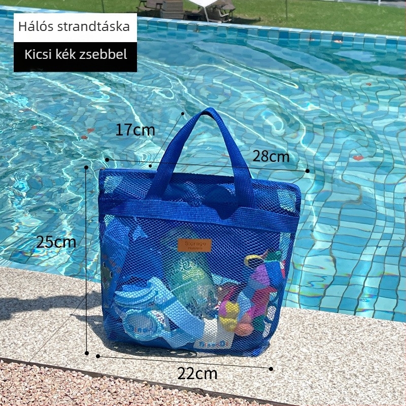 Hálós utazótáska strandhoz, nagy kapacitású, uniszex, hálós zsebbel, összecsukható úszótáska