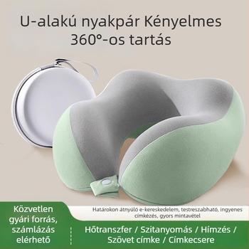 Memóriahabos U-alakú utazó nyakpárna, hordozható repülőgépes alvópárna, összecsukható