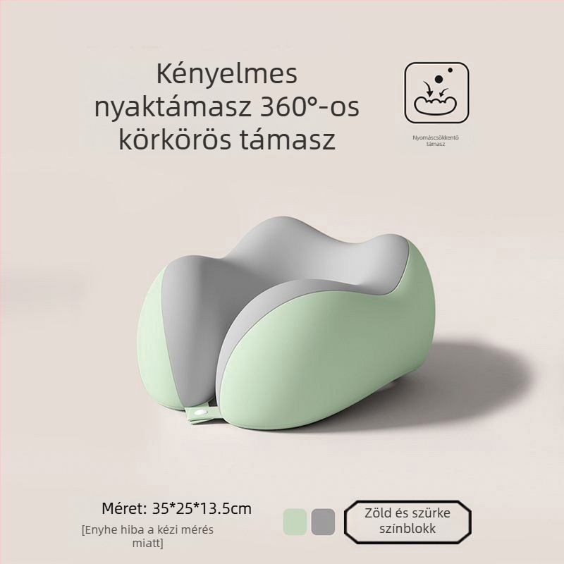 Memóriahabos U-alakú utazó nyakpárna, hordozható repülőgépes alvópárna, összecsukható