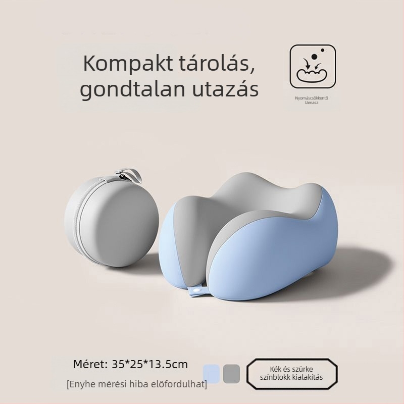 Memóriahabos U-alakú utazó nyakpárna, hordozható repülőgépes alvópárna, összecsukható