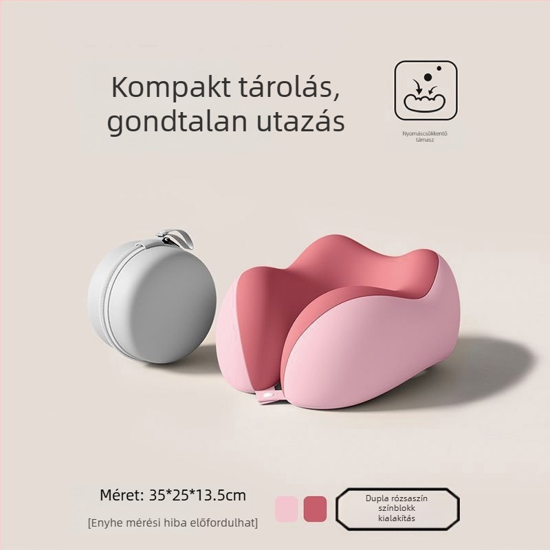 Memóriahabos U-alakú utazó nyakpárna, hordozható repülőgépes alvópárna, összecsukható