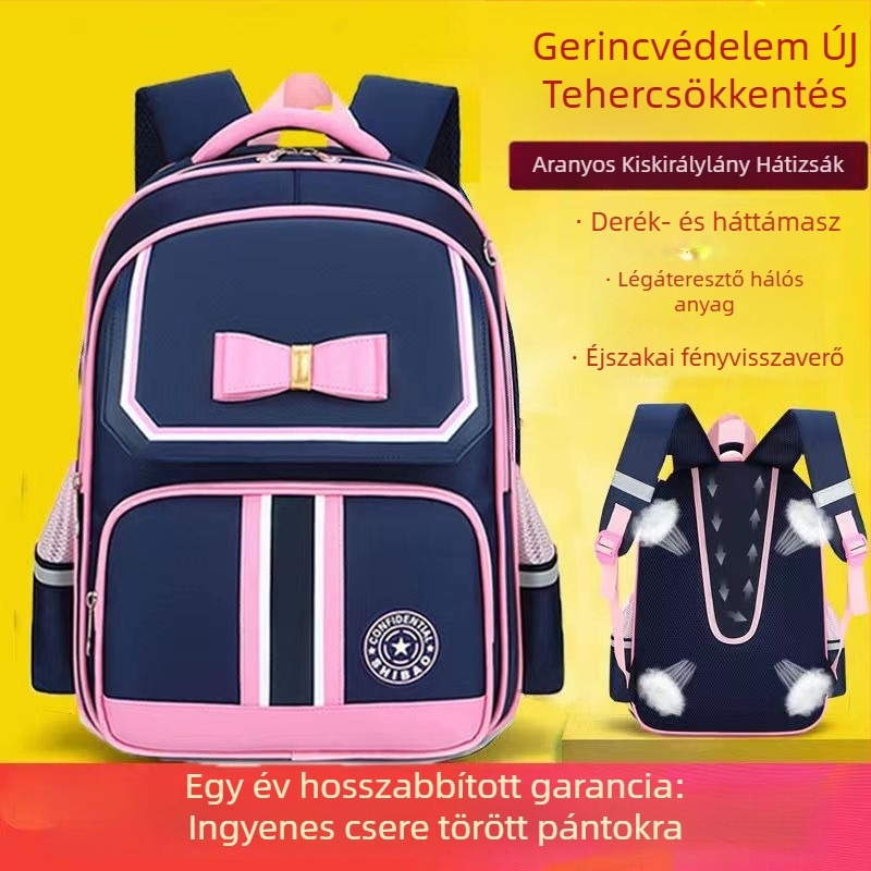 Általános iskolás gyermekeknek készült iskolatáska, 6–12 éveseknek, uniszex, ergonómiai hátsó támasz, párnázott vállpántok, nylon anyag, kockás mintázat.