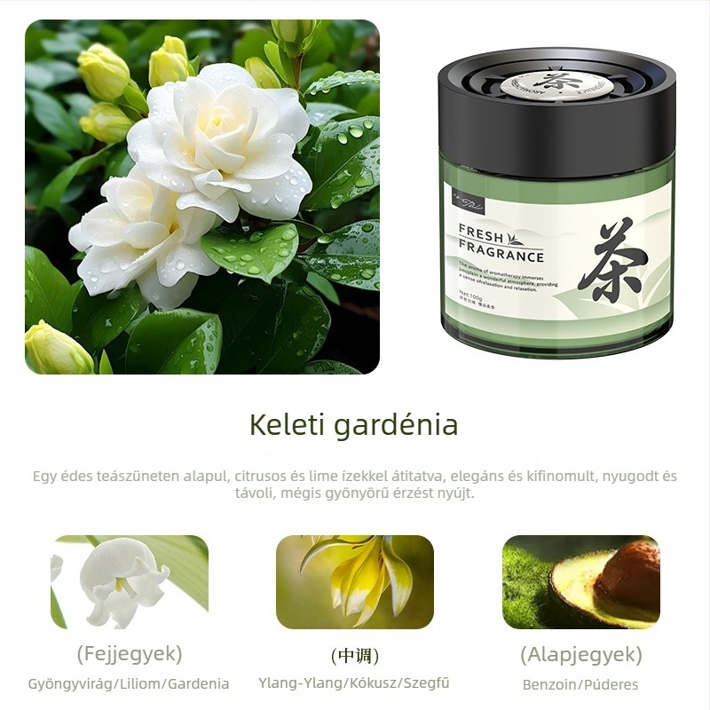 Autó illatosító, szilárd parfüm, üvegdísz az autó belsőteréhez, gardenia illat, hosszú ideig tartó illat