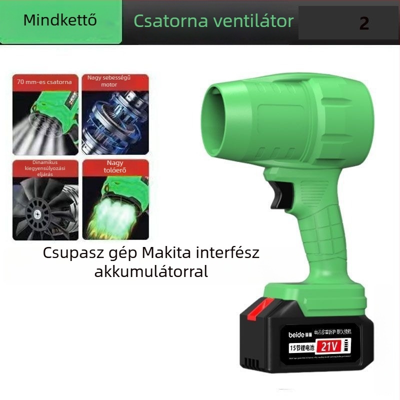 Li-ion akkumulátoros ventilátor, réz kefés motor, ipari por eltávolító turbóventilátor