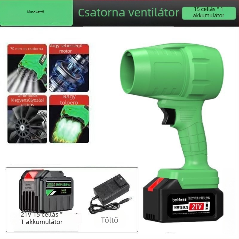 Li-ion akkumulátoros ventilátor, réz kefés motor, ipari por eltávolító turbóventilátor