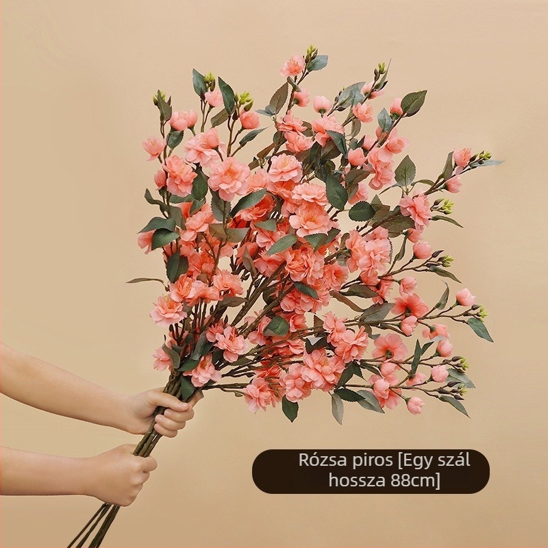 Hosszú szárú camellia virágcsokor művirágokkal, otthoni és szállodai dekorációhoz