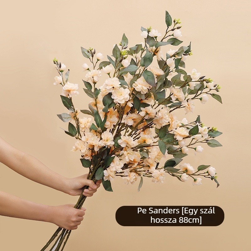 Hosszú szárú camellia virágcsokor művirágokkal, otthoni és szállodai dekorációhoz