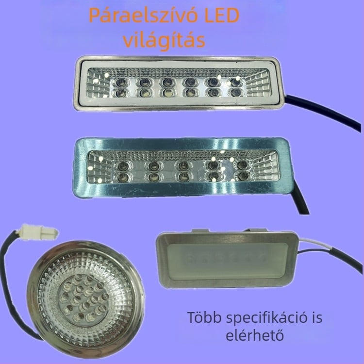Sk–q LED világítás elszívóhoz — univerzális hideg fény, téglalap vagy kör alakú lámpa, lámpabúra-panel