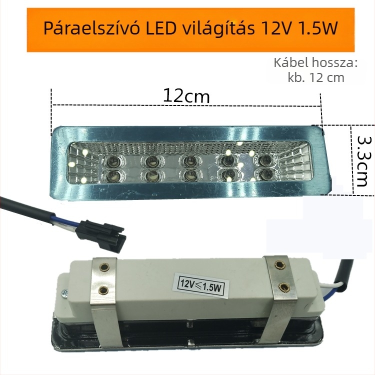 Sk–q LED világítás elszívóhoz — univerzális hideg fény, téglalap vagy kör alakú lámpa, lámpabúra-panel