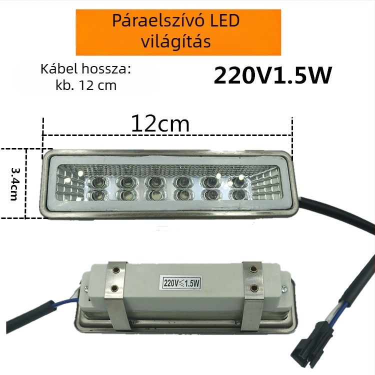 Sk–q LED világítás elszívóhoz — univerzális hideg fény, téglalap vagy kör alakú lámpa, lámpabúra-panel