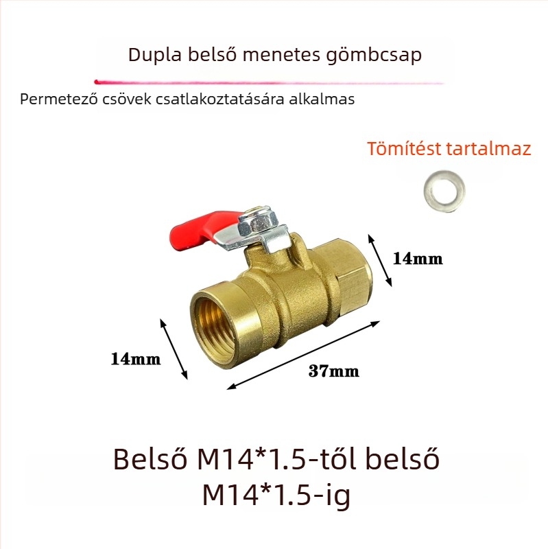 Réz gömbcsap kapcsolóval ellátott nagynyomású permetezőpumpához, 13,8 szele, M14 menet, 1/2" csatlakozás